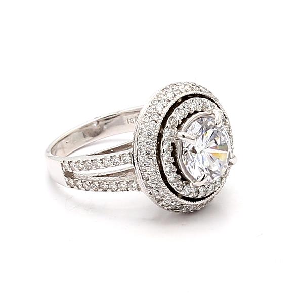18K White Gold Double Halo Diamond Semi-Mount, 1.32 ct tw – view 2