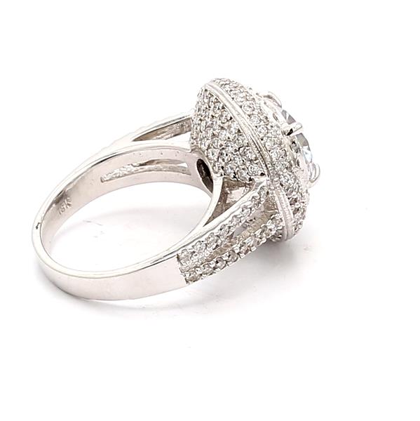 18K White Gold Double Halo Diamond Semi-Mount, 1.32 ct tw – view 3