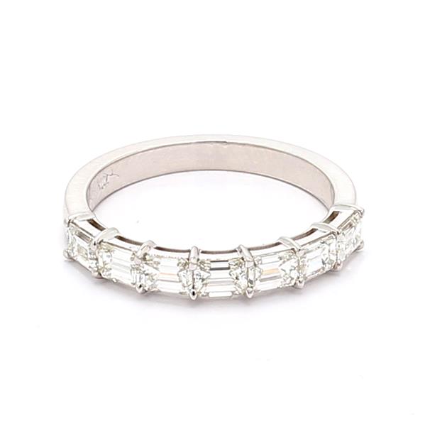 18K White Gold East-West Emerald-Cut Diamond Band, 1.10 ct tw