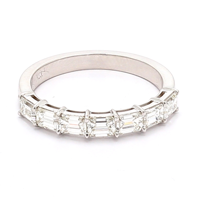18K White Gold East-West Emerald-Cut Diamond Band, 1.10 ct tw