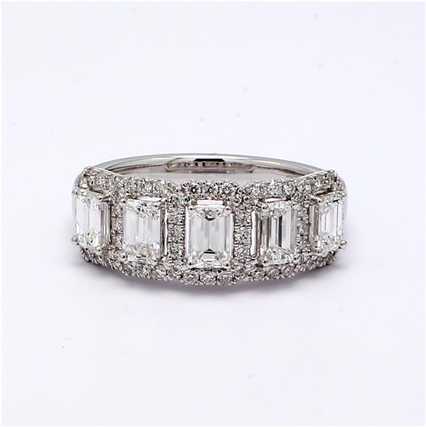 18K White Gold Emerald-Cut Diamond Half-Way Band, 1.57 ct tw