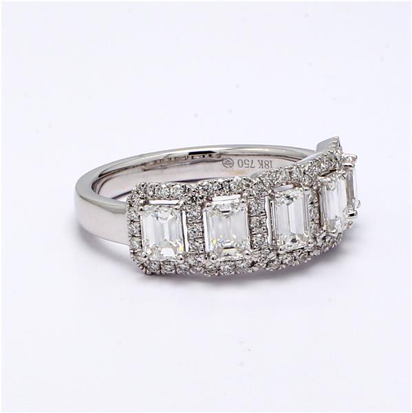 18K White Gold Emerald-Cut Diamond Half-Way Band, 1.57 ct tw – view 4