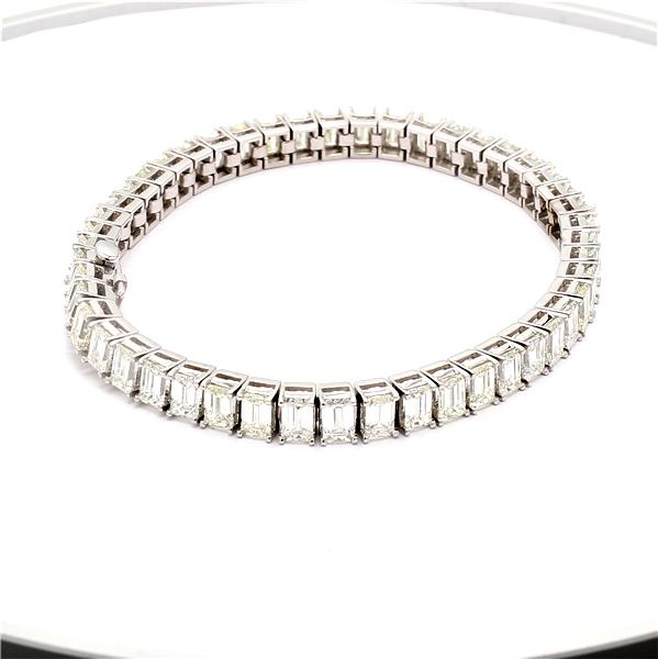 18K White Gold Emerald-Cut Diamond Tennis Bracelet, 14.84 ct tw