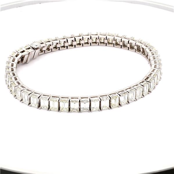 18K White Gold Emerald-Cut Diamond Tennis Bracelet, 14.84 ct tw – view 2