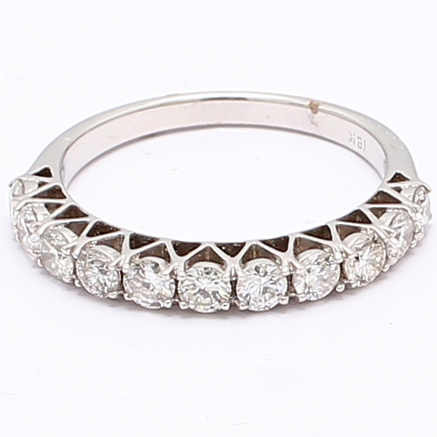 18K White Gold Half-Eternity Diamond Band, 0.91 ct tw