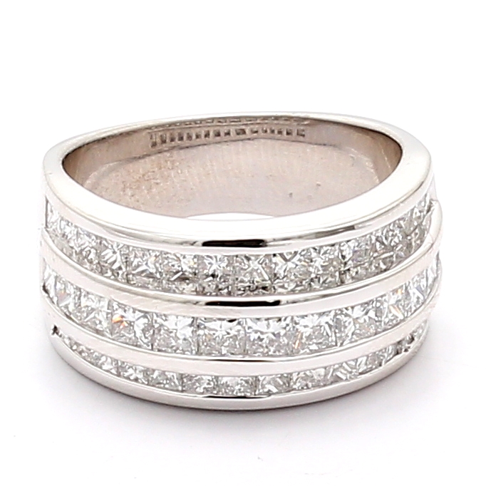 18K White Gold Half-Way Diamond Band, 2.80 ct tw