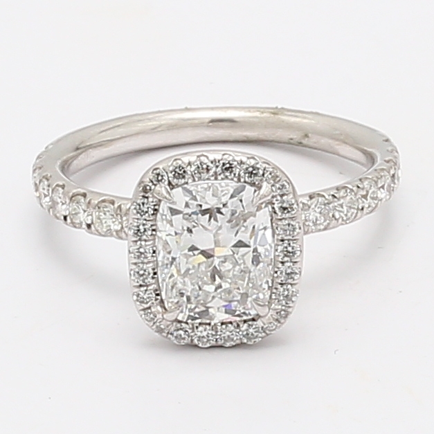 18K White Gold Halo Diamond Semi-Mount, 0.50 ct tw