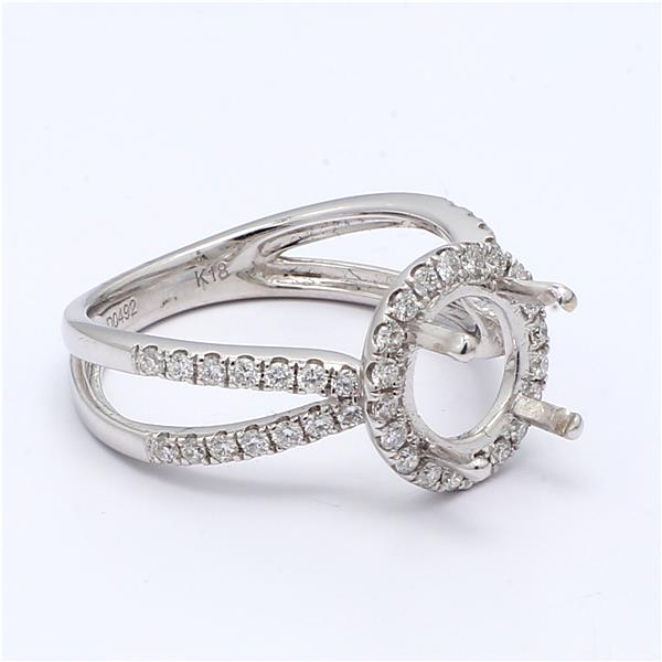 18K White Gold Halo Diamond Semi-Mount with Split Shank, 0.49 ct tw – view 2