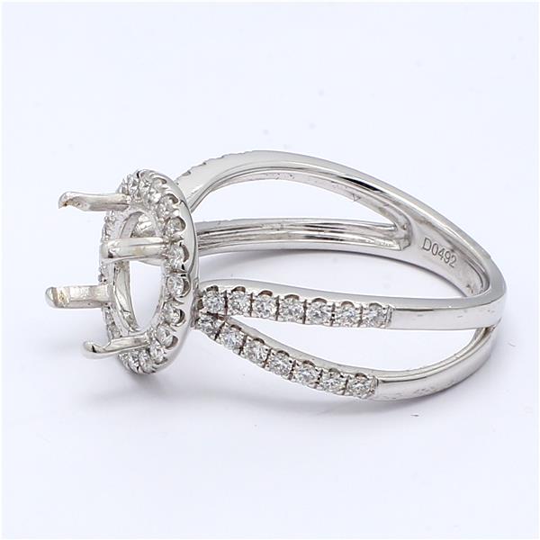 18K White Gold Halo Diamond Semi-Mount with Split Shank, 0.49 ct tw – view 3