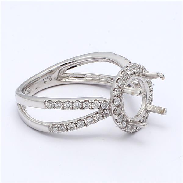18K White Gold Halo Diamond Semi-Mount with Split Shank, 0.49 ct tw – view 4