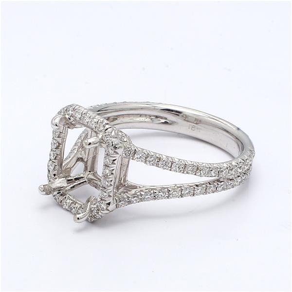 18K White Gold Halo Diamond Semi-Mount with Split Shank, 0.72 ct tw – view 2