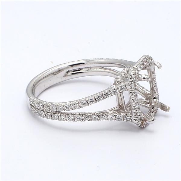 18K White Gold Halo Diamond Semi-Mount with Split Shank, 0.72 ct tw – view 3