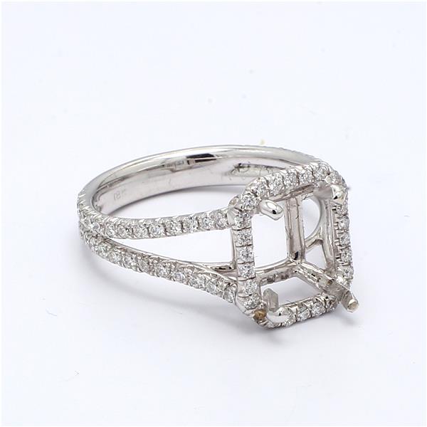 18K White Gold Halo Diamond Semi-Mount with Split Shank, 0.72 ct tw – view 4