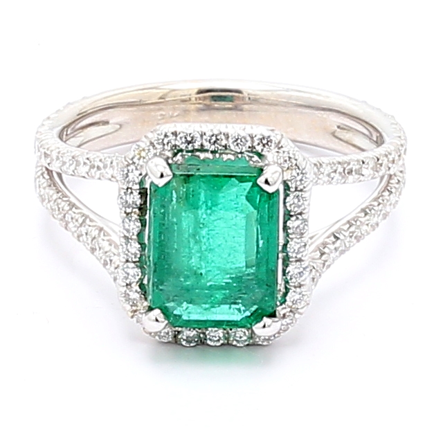 18K White Gold Halo Diamond Semi-Mount with Split Shank, 0.72 ct tw
