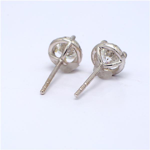 18K White Gold Halo Round Diamond Stud Earrings, 0.98 ct tw – view 3