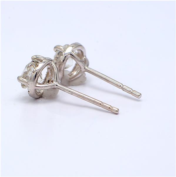 18K White Gold Halo Round Diamond Stud Earrings, 0.98 ct tw – view 4