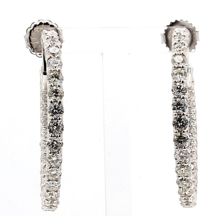 18K White Gold Inside-Out Diamond Hoop Earrings, 8.26 ct tw