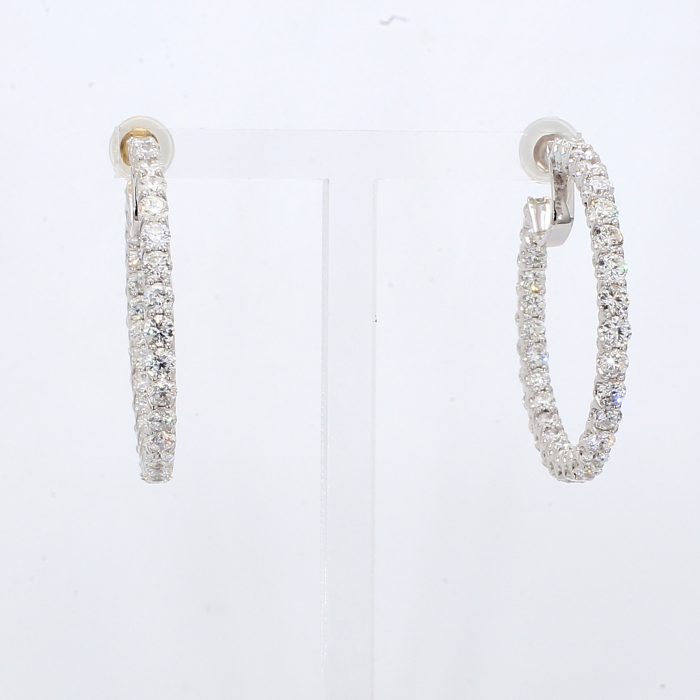 18K White Gold Inside-Out Diamond Hoop Earrings, 8.40 ct tw