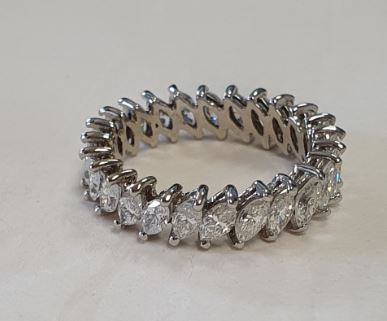 18K White Gold Marquise Diamond Band, 2.74 ct tw