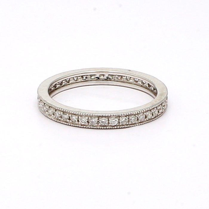 18K White Gold Milgrain Diamond Eternity Band, 0.44 ct tw