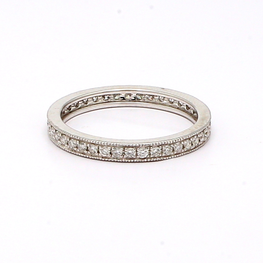 18K White Gold Milgrain Diamond Eternity Band, 0.44 ct tw