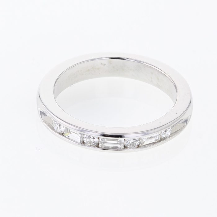 18K White Gold Mixed-Shape Diamond Half-Way Band, 0.20 ct tw