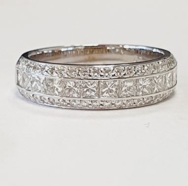 18K White Gold Mixed-Shape Diamond Half-Way Band, 1.22 ct tw