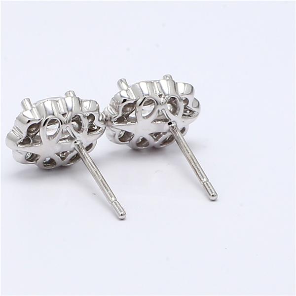 18K White Gold Oval Diamond Halo Earrings, 1.18 ct tw – view 3