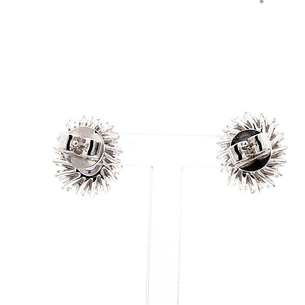 18K White Gold Oval Sapphire and Baguette Diamond Earrings