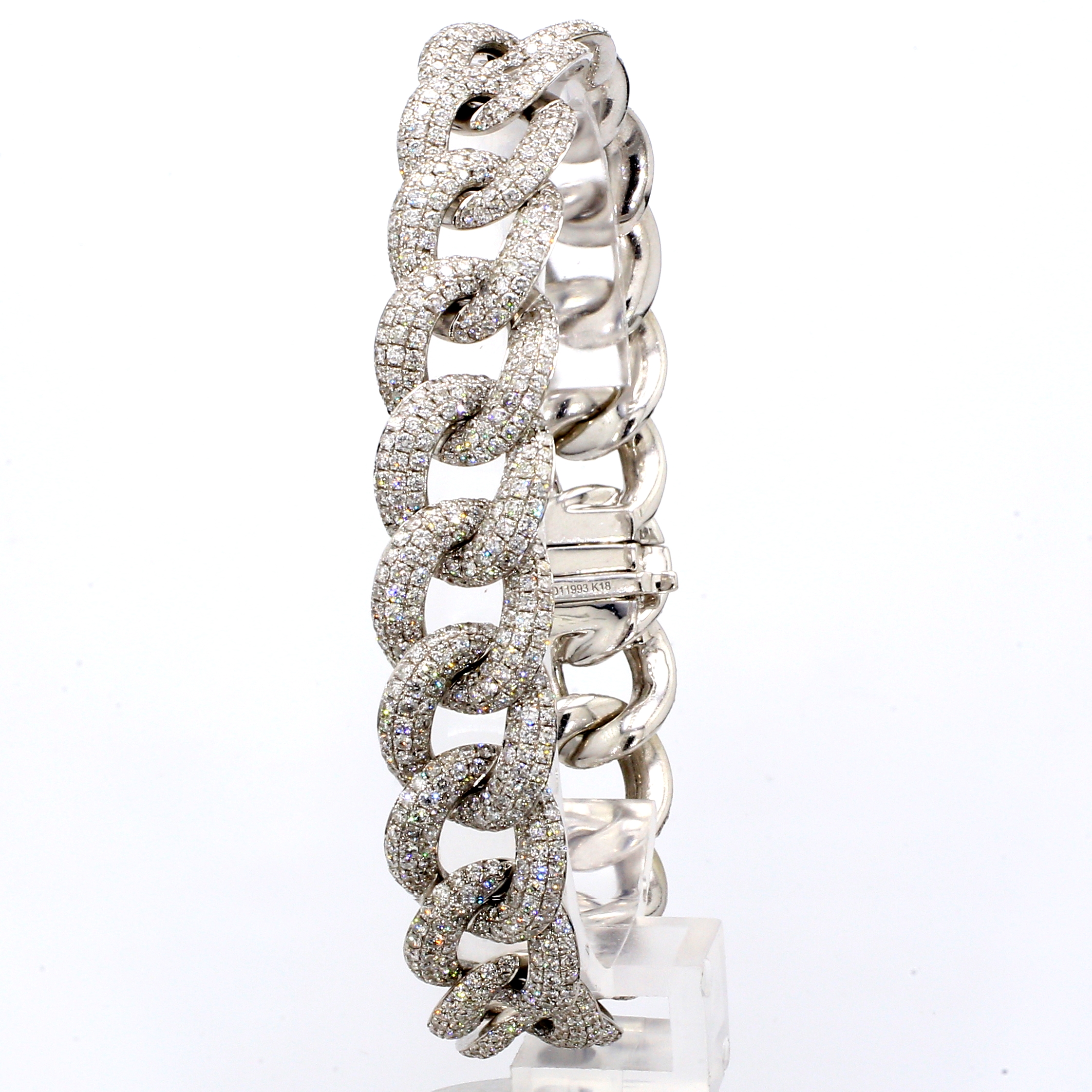 18K White Gold Pavé Diamond Link Bracelet, 12.00 ct tw