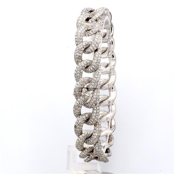 18K White Gold Pavé Diamond Link Bracelet, 12.00 ct tw