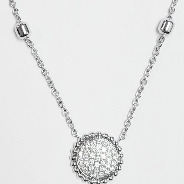 18K White Gold Pavé Diamond Necklace, 0.96 ct tw
