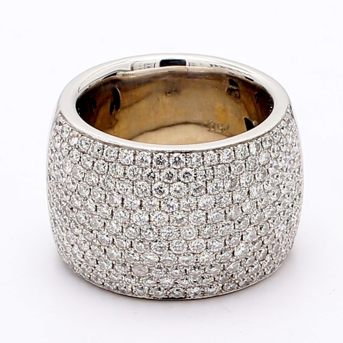 18K White Gold Pavé Half-Way Diamond Band, 3.25 ct tw