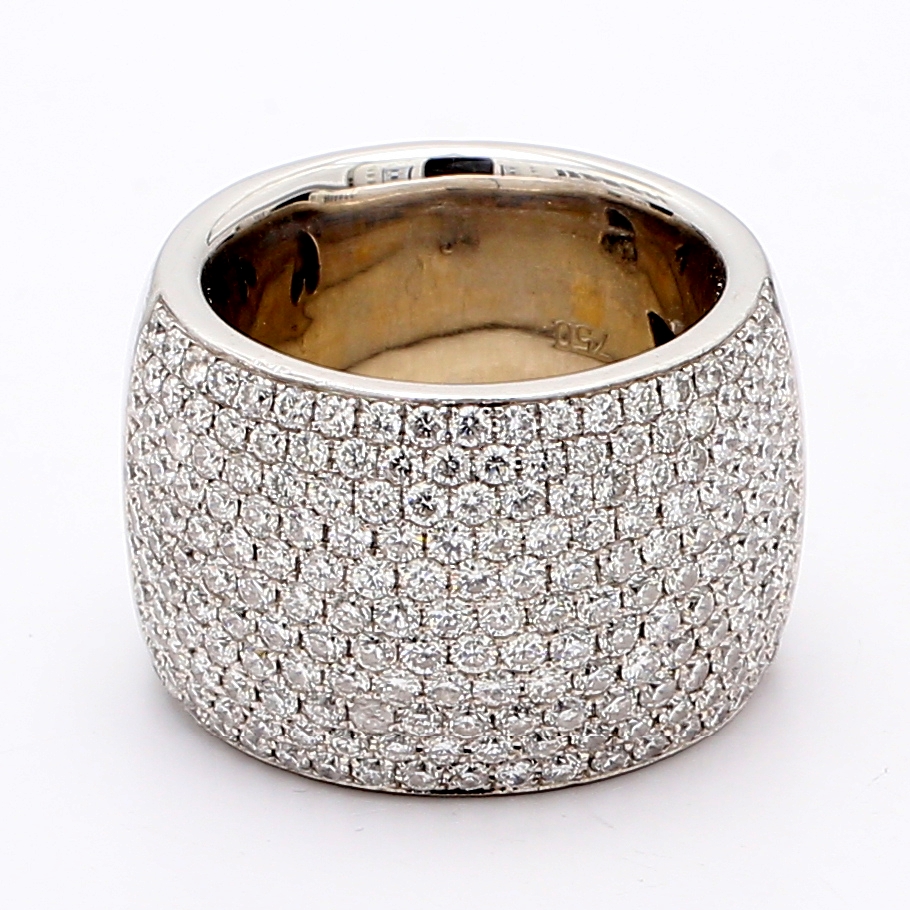 18K White Gold Pavé Half-Way Diamond Band, 3.25 ct tw