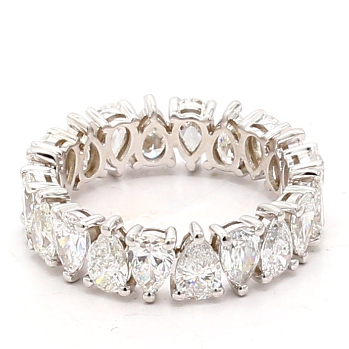 18K White Gold Pear-Shaped Diamond Eternity Band, 3.77 ct tw