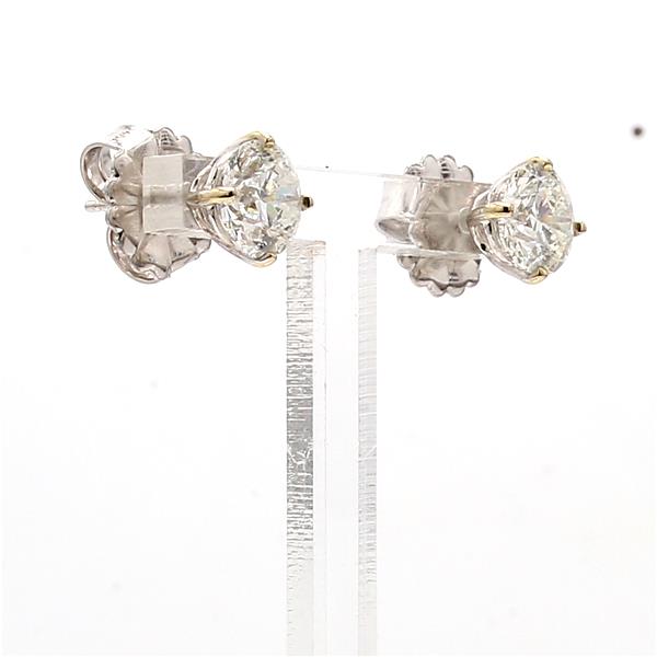 18K White Gold Round Diamond Stud Earrings with Halo Jackets, 3.36 ct tw – view 2
