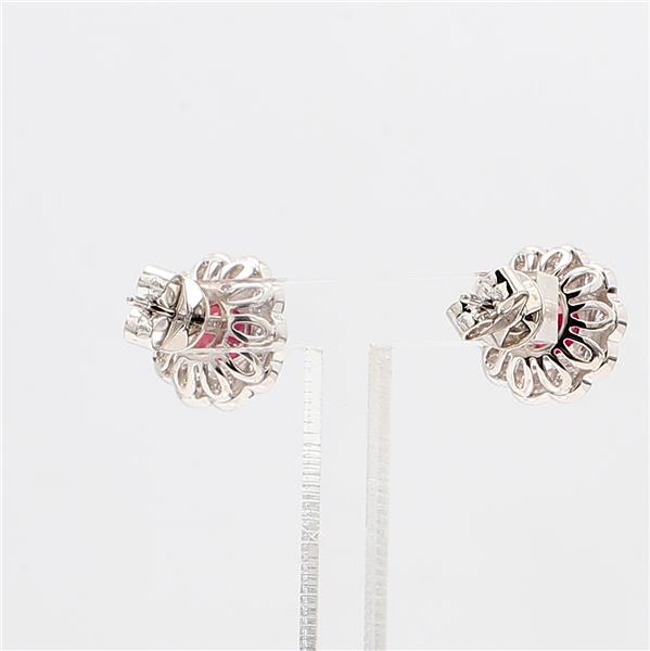 18K White Gold Ruby and Diamond Earrings, 1.01 ct tw