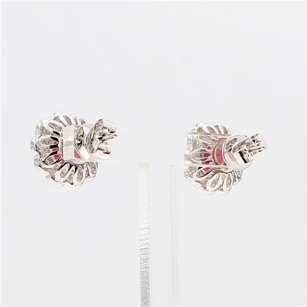 18K White Gold Ruby and Diamond Earrings, 1.01 ct tw