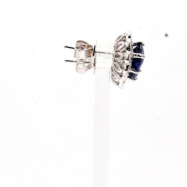18K White Gold Sapphire and Diamond Halo Earrings