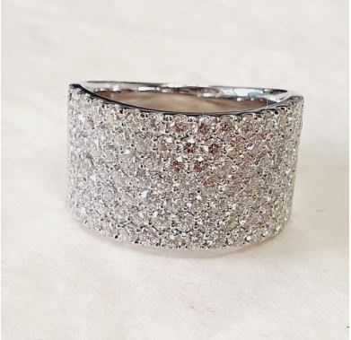 18K White Gold Seven-Row Diamond Band, 2.59 ct tw