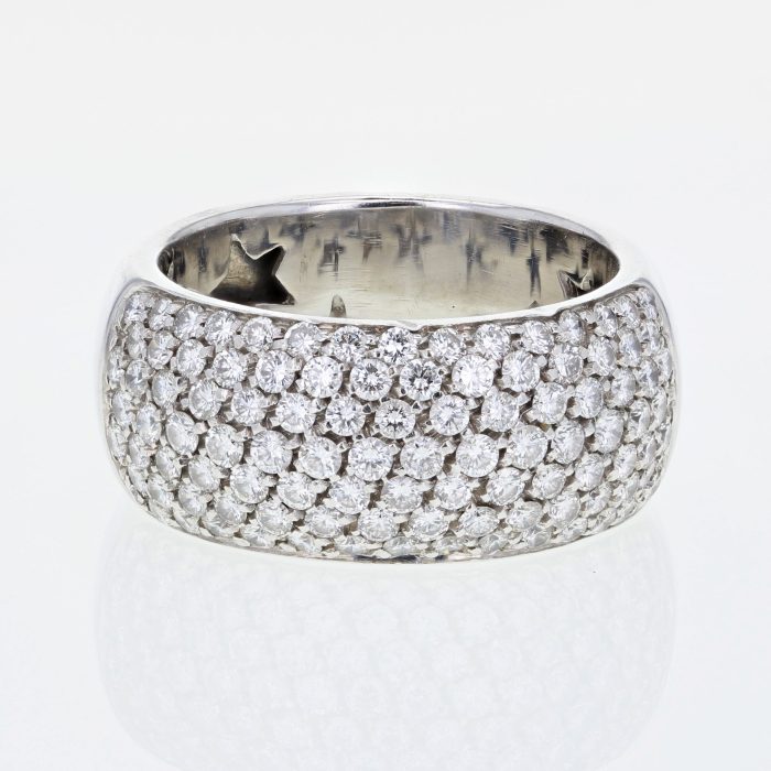 18K White Gold Seven-Row Pavé Diamond Band, 1.80 ct tw