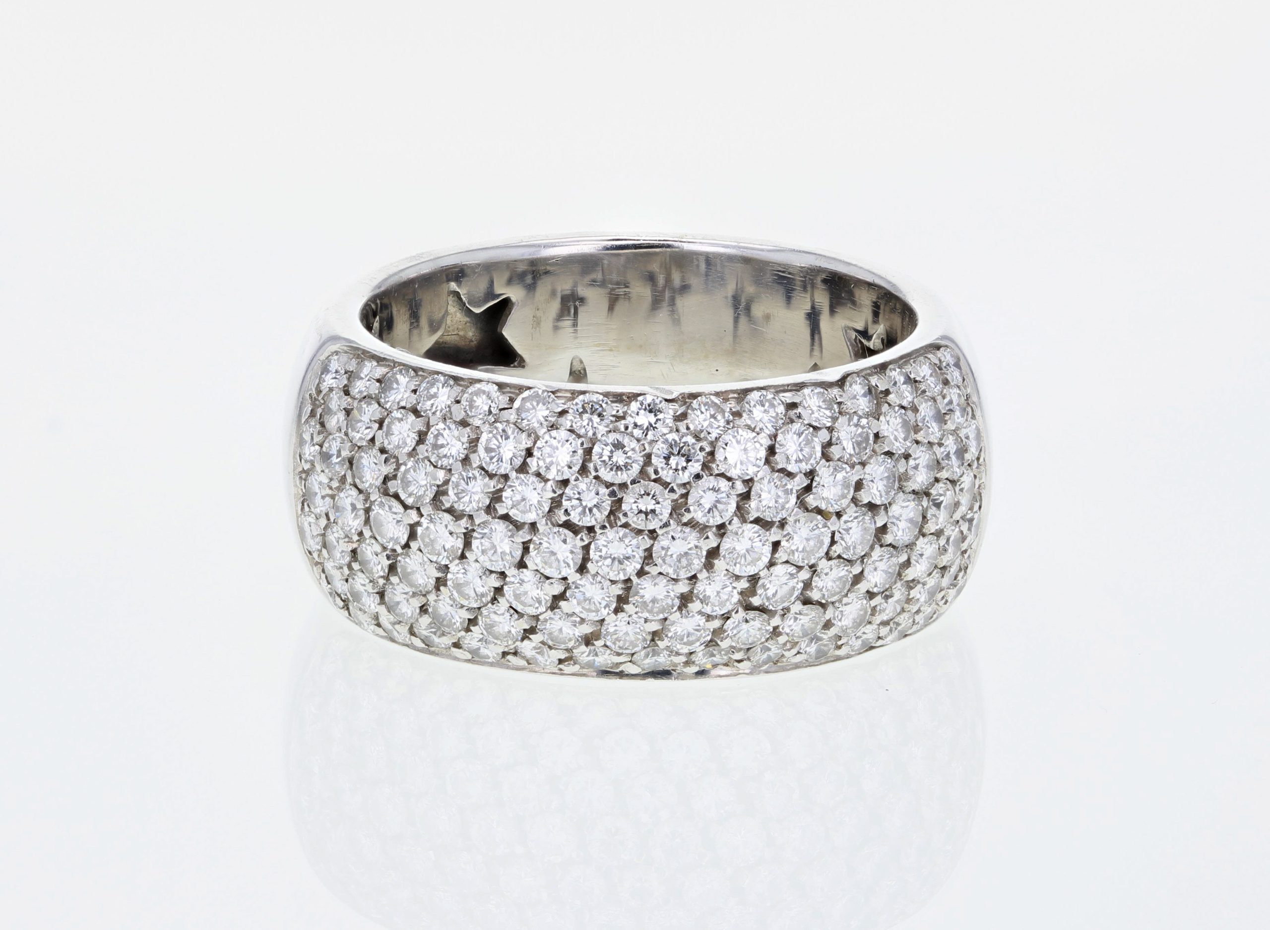 18K White Gold Seven-Row Pavé Diamond Band, 1.80 ct tw