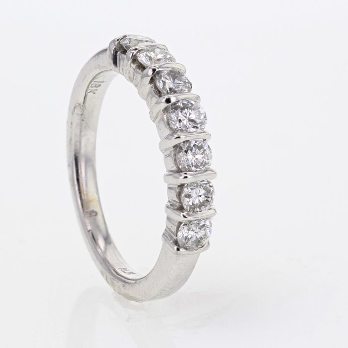 18K White Gold Seven-Stone Half-Eternity Diamond Band, 0.90 ct tw