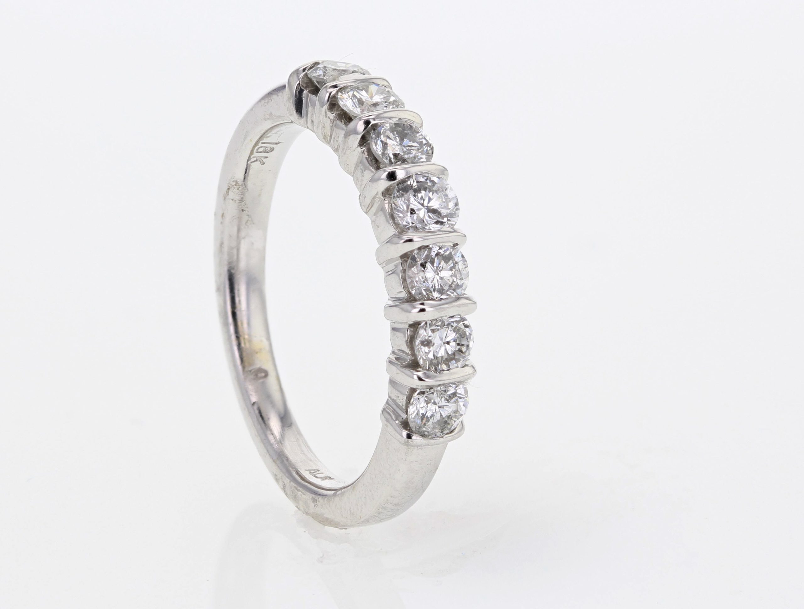 18K White Gold Seven-Stone Half-Eternity Diamond Band, 0.90 ct tw