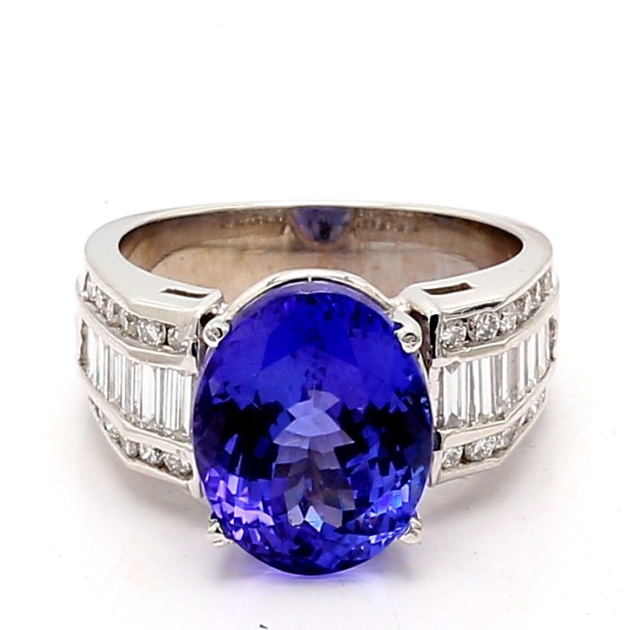 18K White Gold Tanzanite and Diamond Ring, 1.50 ct tw