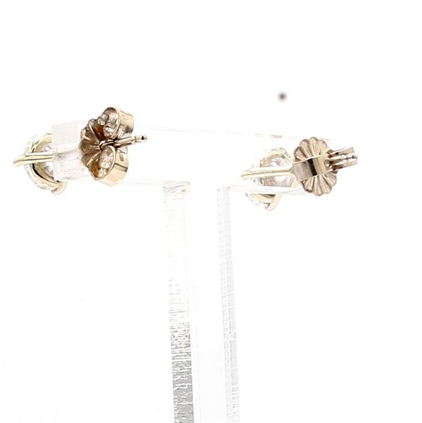18K White Gold Three-Prong Round Diamond Stud Earrings, 0.89 ct tw – view 2