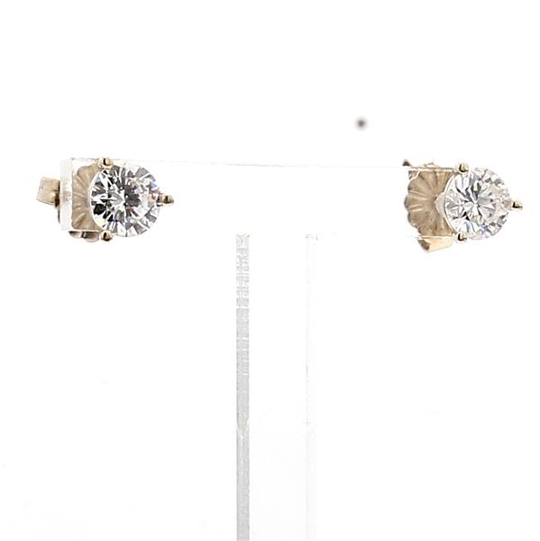 18K White Gold Three-Prong Round Diamond Stud Earrings, 0.89 ct tw – view 3