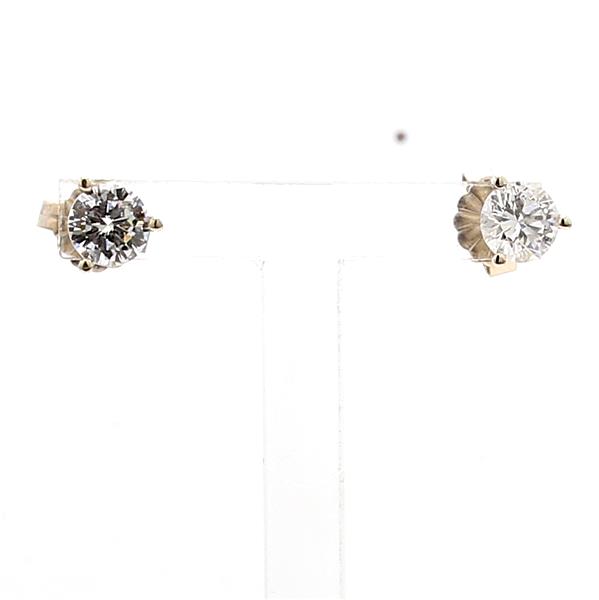 18K White Gold Three-Prong Round Diamond Stud Earrings, 0.89 ct tw – view 4