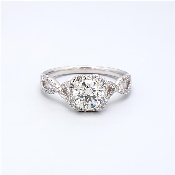 18K White Gold Twist Halo Diamond Semi-Mount, 0.36 ct tw
