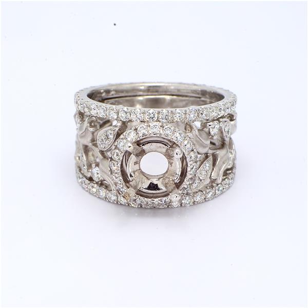 18K White Gold Vintage-Style Leaf Diamond Semi-Mount, 2.12 ct tw